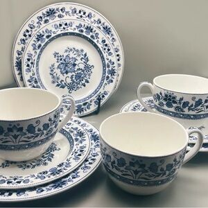 Wedgwood Antique Staffordshire Transfer "Mandarin" 1850-1899 Cup Saucer & Plate